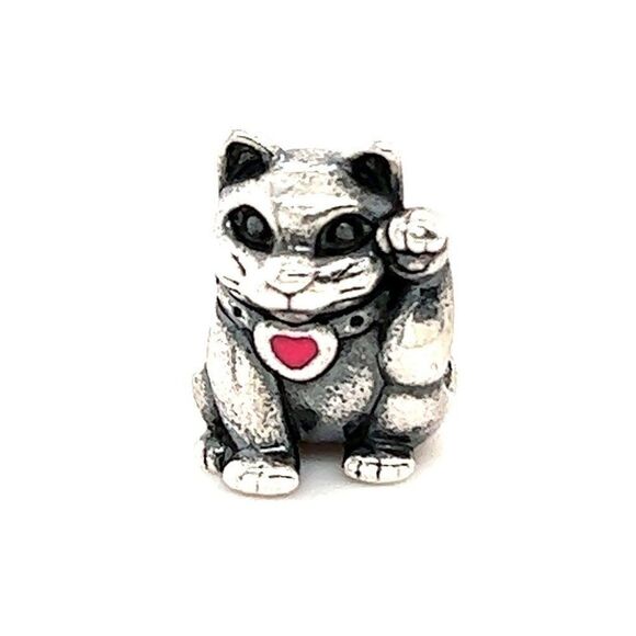 Pandora Enamel Waving Hand Cat Charm - Picture 1 of 3